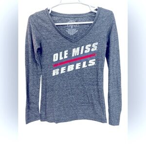 OLE MISS REBELS Charcoal Long Sleeve V-Neck Top